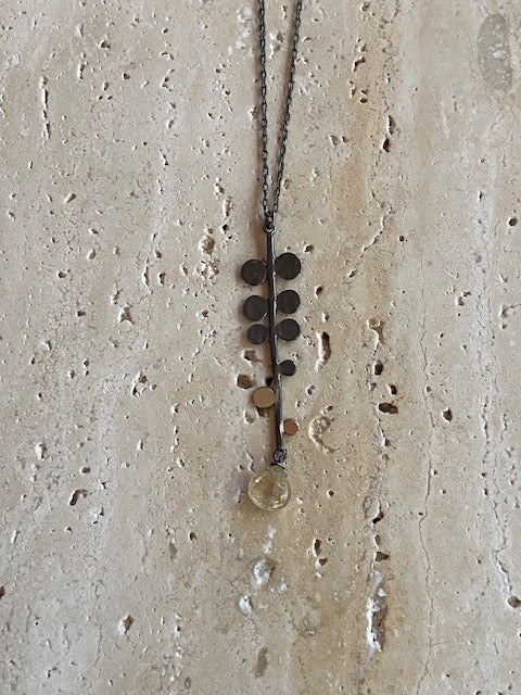 citrine leaf necklace