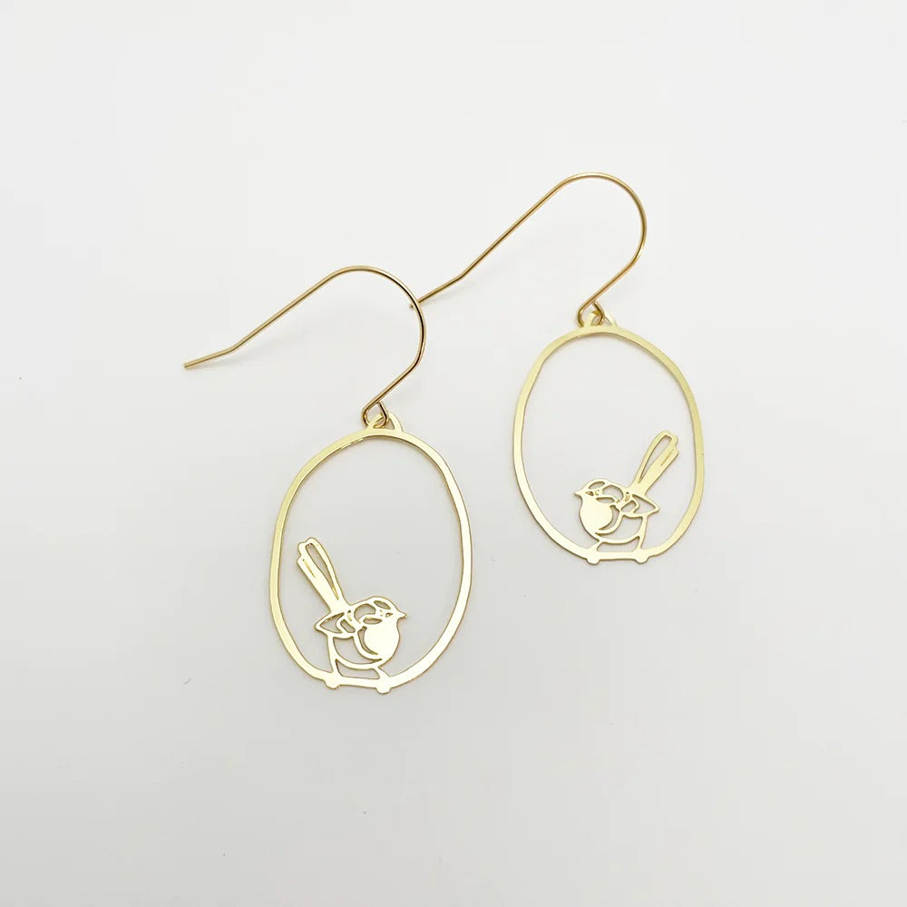 mini fairy wren earrings